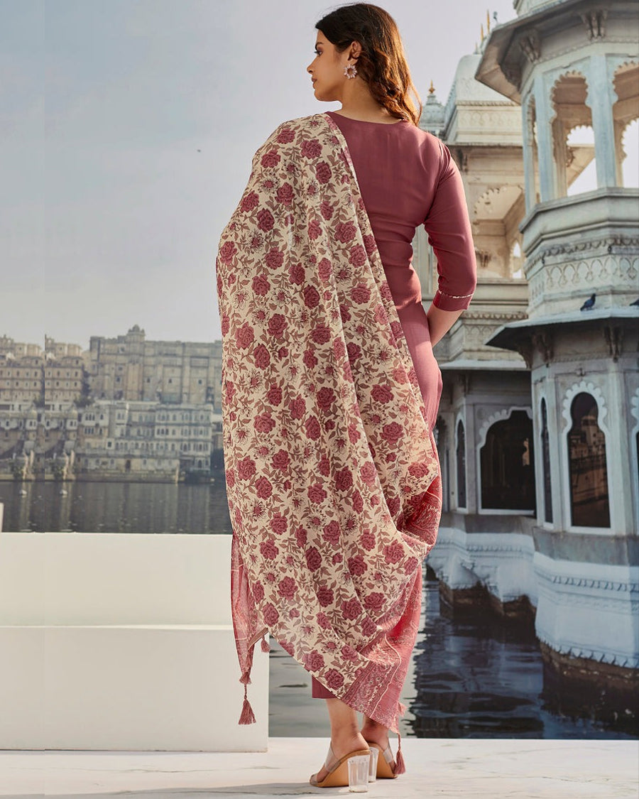 Crimson Mirage Handcrafted Kurta Set with Dupatta