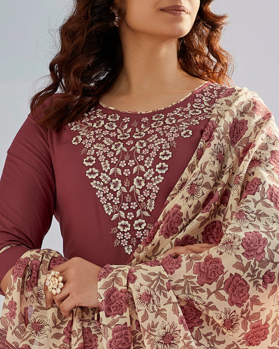 Crimson Mirage Handcrafted Kurta Set with Dupatta