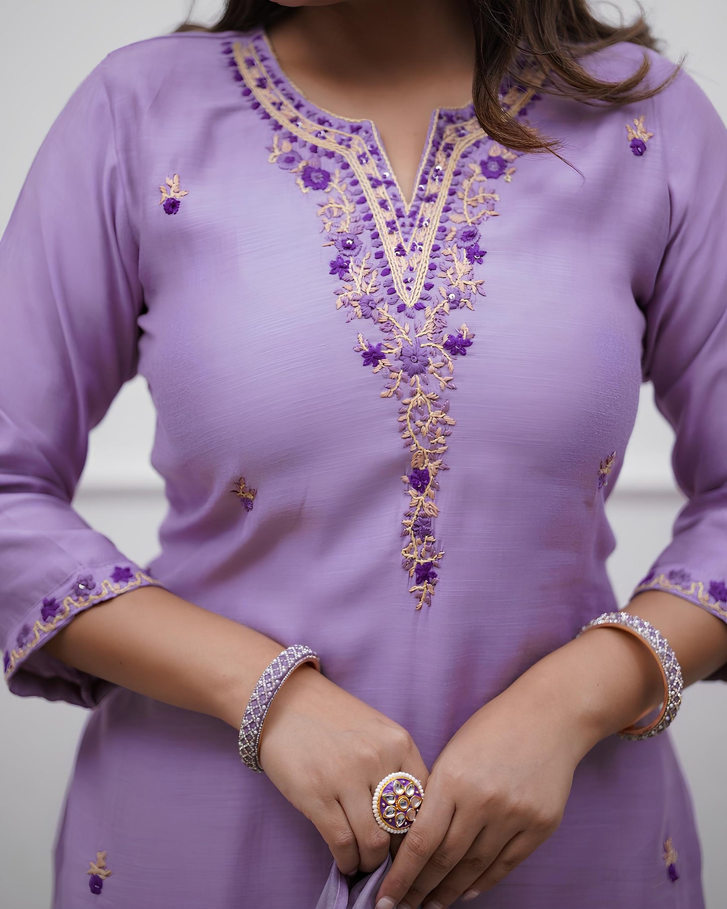 Royal Bloom Rich Purple Embroidered Kurta Set