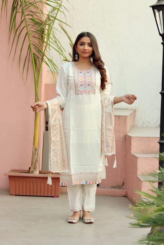 Ivory Embrace Silky White Kurta Set