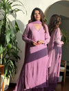 Majestic Purple Faux Georgette Kurta Palazzo Set with Dupatta