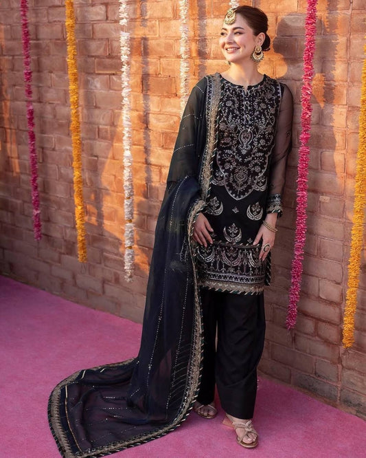 Midnight Grace Black Georgette Patiala Suit