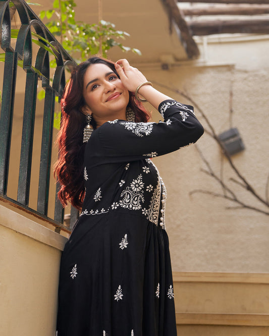 Midnight Charm Black Embroidered Kurta Set