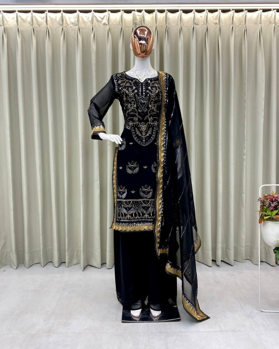 Midnight Grace Black Georgette Patiala Suit