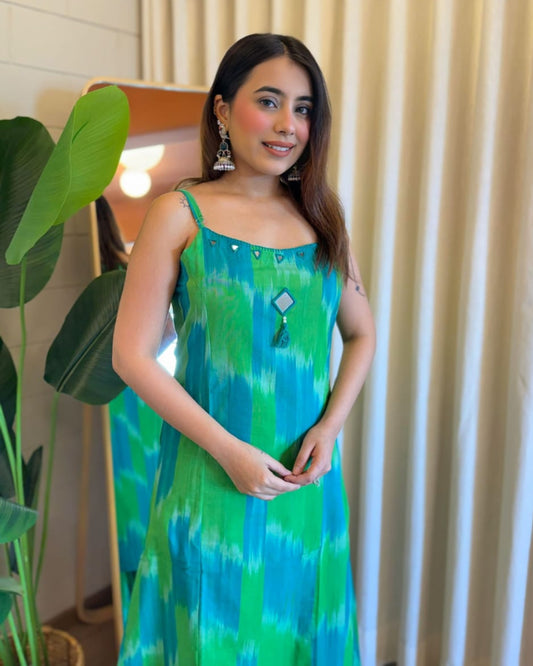 Azure Serenity Sleeveless Kurti Set