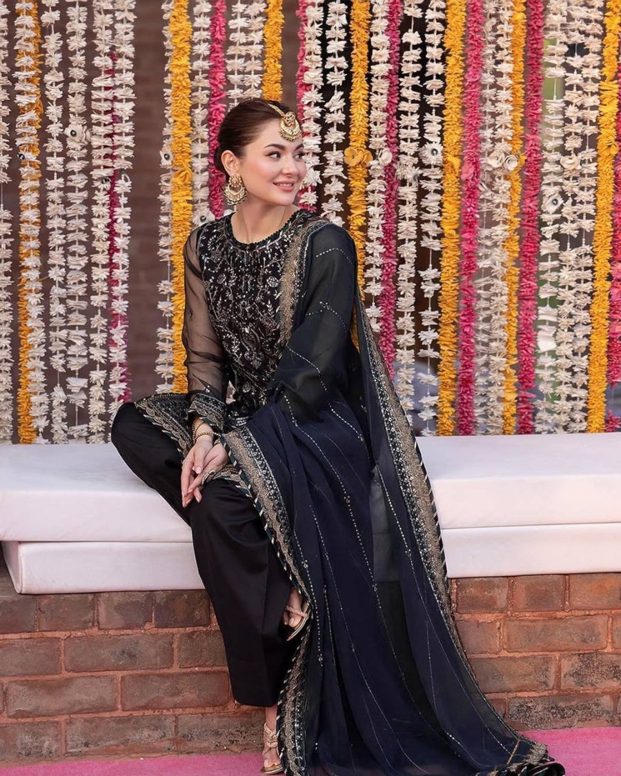 Midnight Grace Black Georgette Patiala Suit