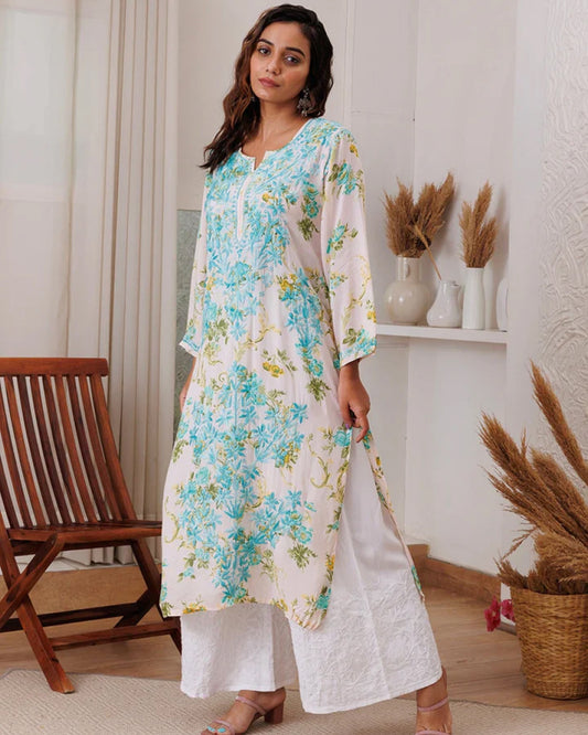 Floral Whisper Embroidered Kurta & Palazzo Set