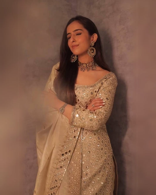 Luxe Foil Sharara Suit Set with Dupatta