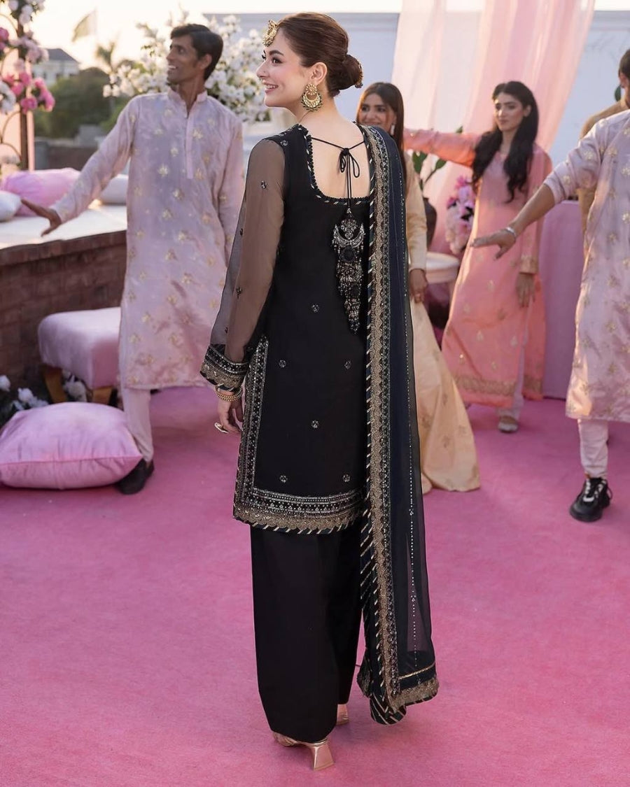 Midnight Grace Black Georgette Patiala Suit