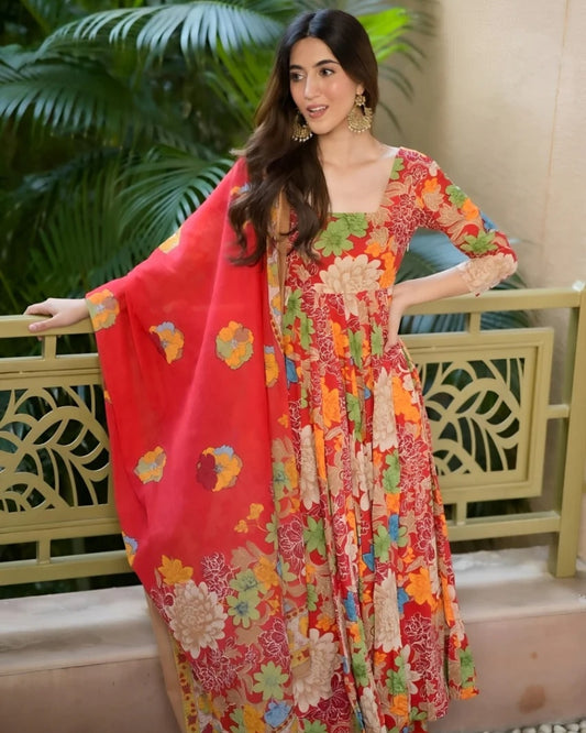Floral Symphony Viscose Suit Set
