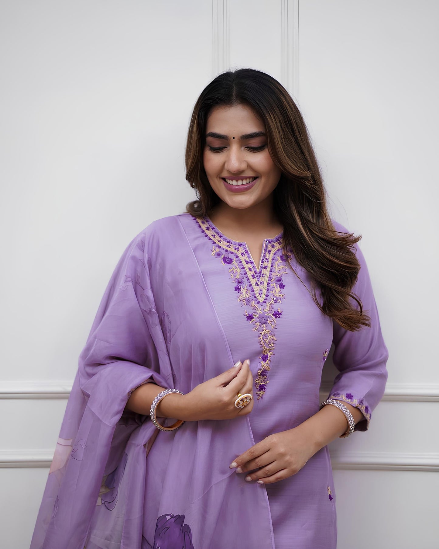 Royal Bloom Rich Purple Embroidered Kurta Set