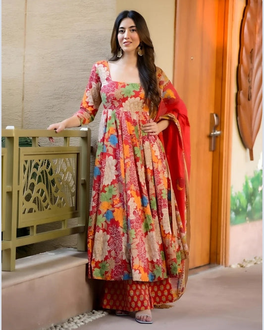 Floral Symphony Viscose Suit Set