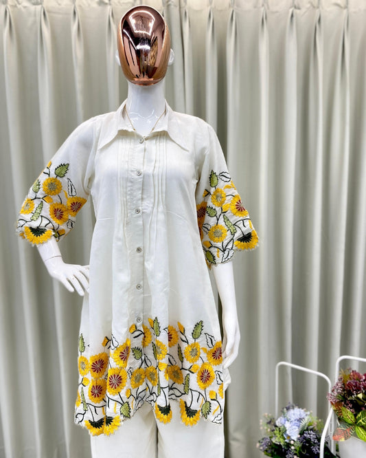 Sunlit Petals Embroidered Co-Ord Set