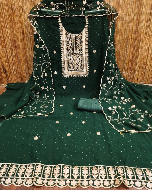 Eira Green Georgette Unstitched Suit Set
