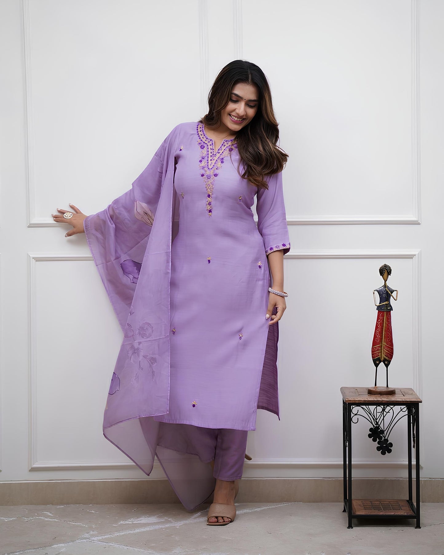 Royal Bloom Rich Purple Embroidered Kurta Set
