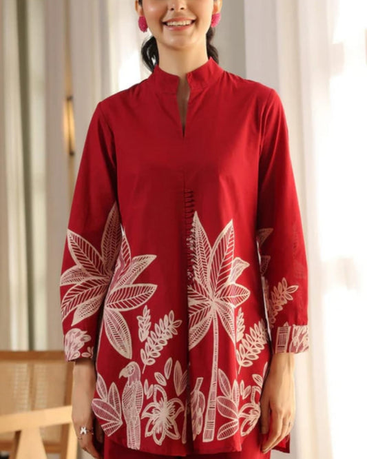Fiery Charm Red Multi Floral Print Co-Ord Set