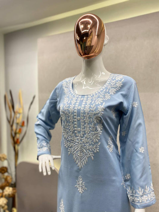 Blue Breeze Kurta Palazzo Set