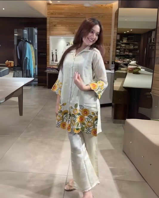 Sunlit Petals Embroidered Co-Ord Set